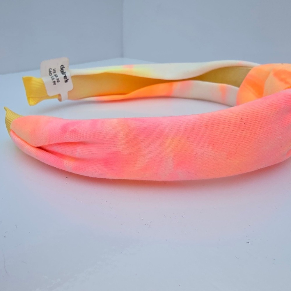 Claires Headband Womens Girls One Size Neon Tie Dye Knotted Padded Chunky Pink - Picture 8 of 12